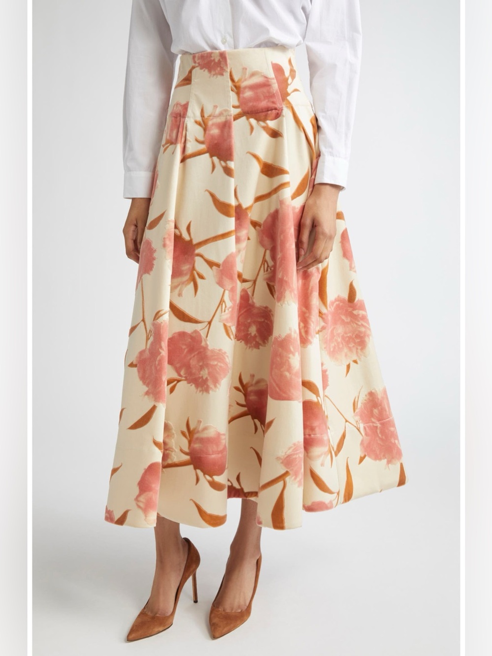 NEW Lela Rose Parker Floral Cotton Poplin A-Line Skirt